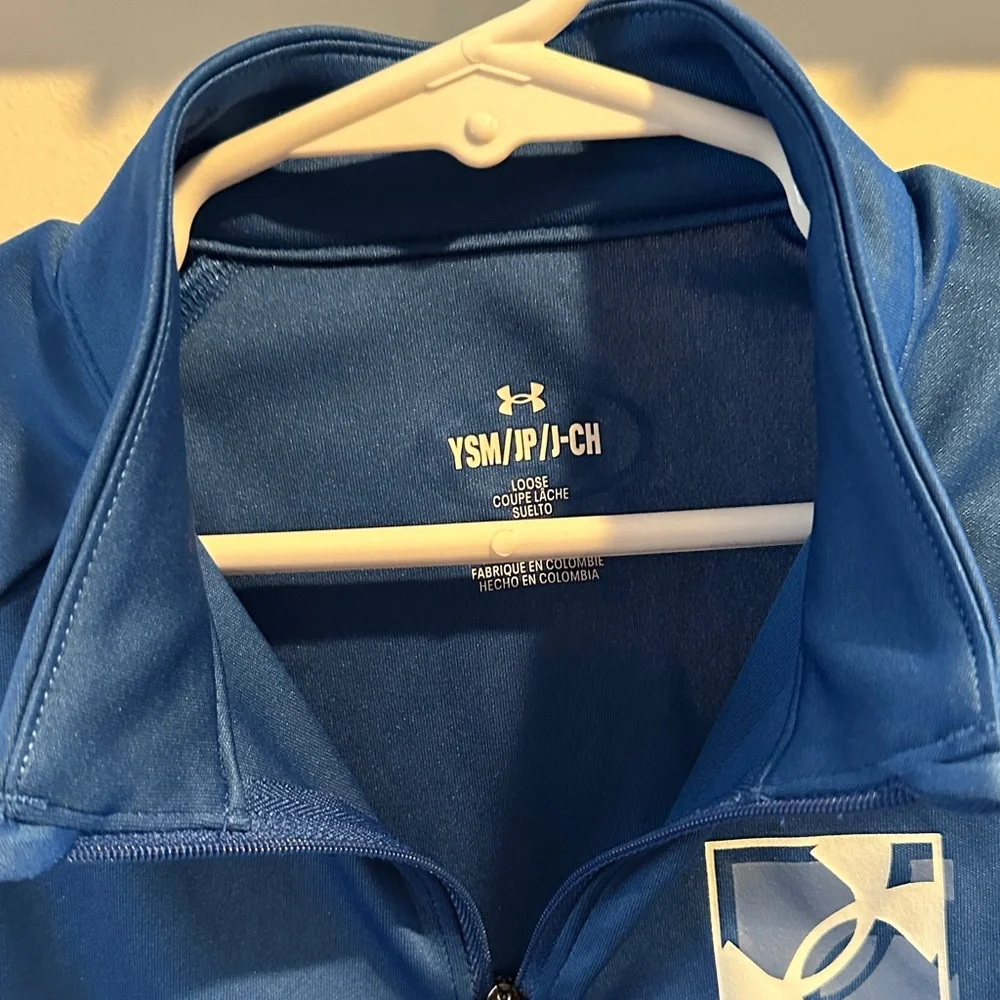 Under‎ Armour Youth Small Tech Blue Velocity Performance 1/4 Zip Pullover Top